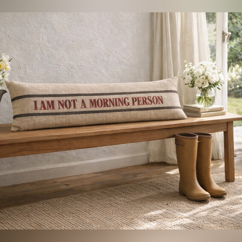 Pottery Barn I Am Not A Morning Person Accent Pillow 14x36 Housee de Coussin